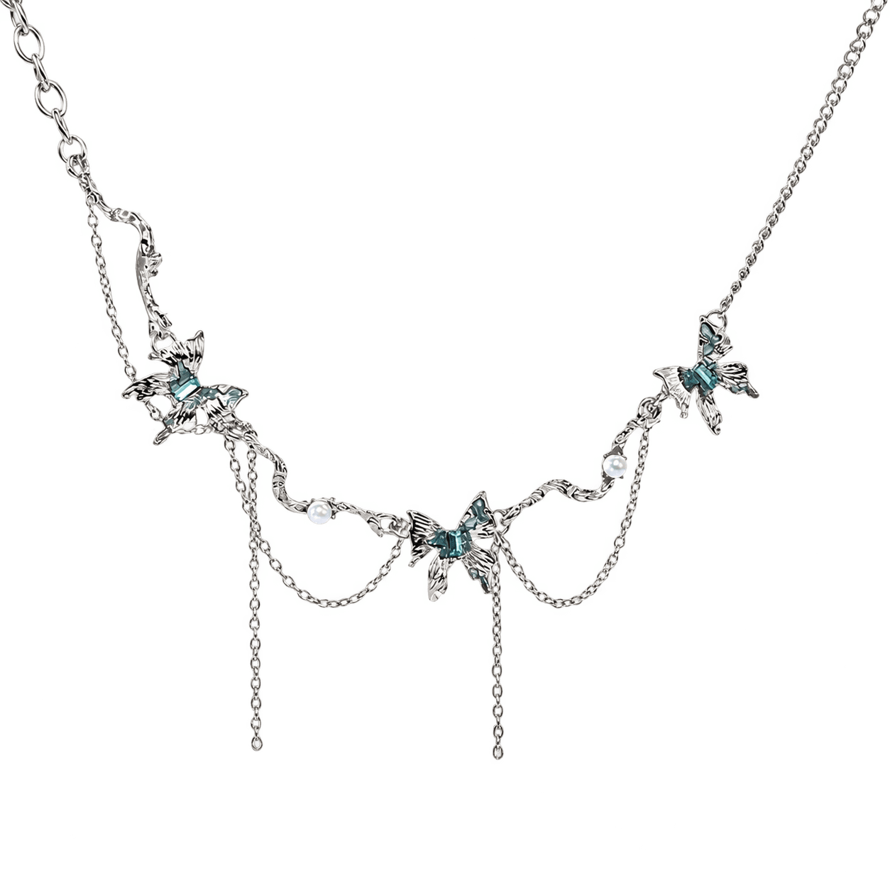 Tidal Garden Necklace in Silver and Blue