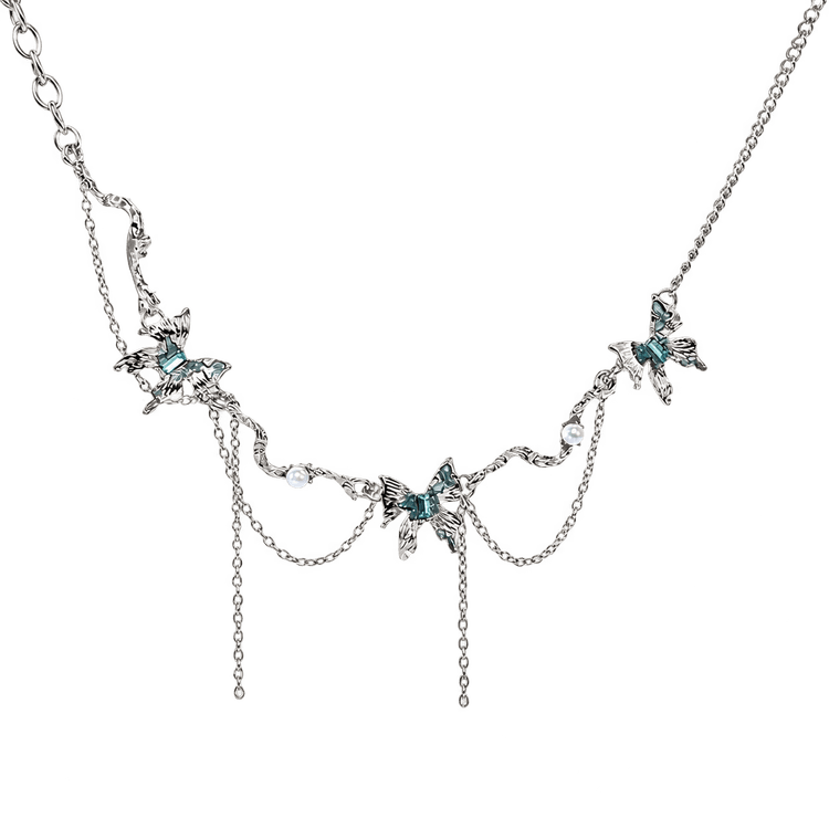 Tidal Garden Necklace in Silver and Blue
