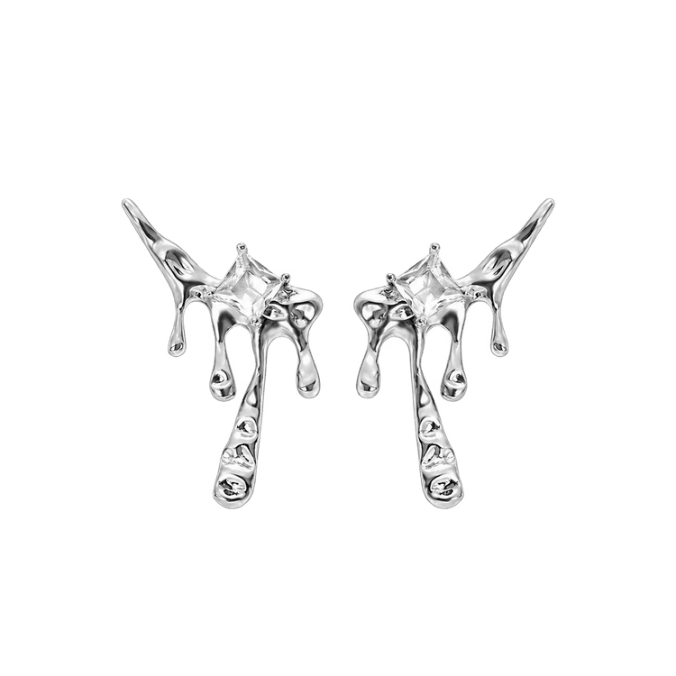 Liquid Silver Drop Earrings in Silver