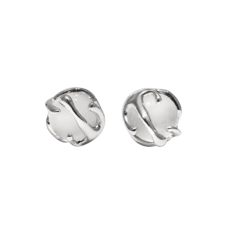 Silver Ripple Stud Earrings in Silver