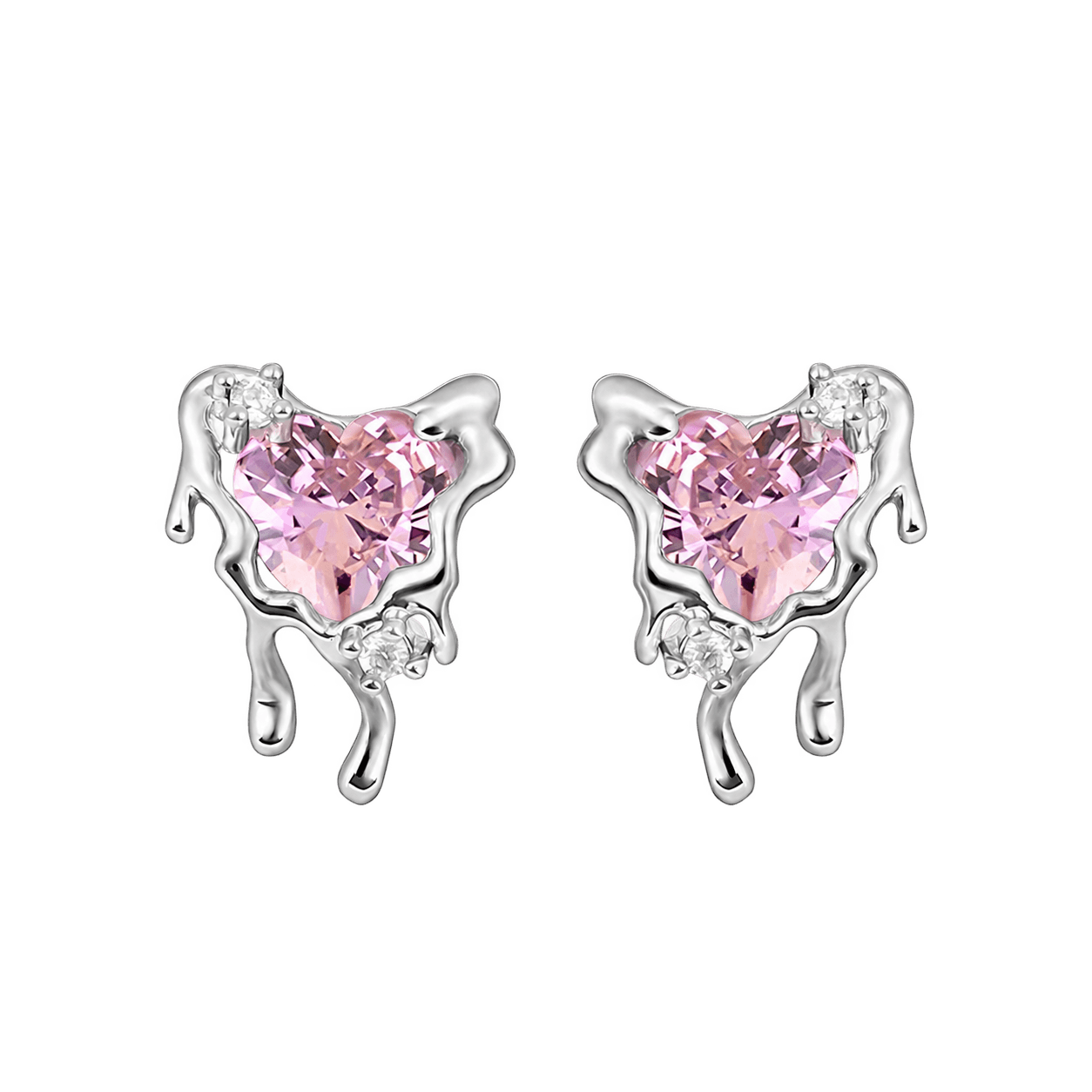 Pink Butterfly Earrings in Silver and Pink