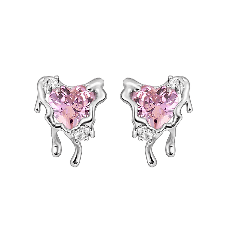 Pink Butterfly Earrings in Silver and Pink