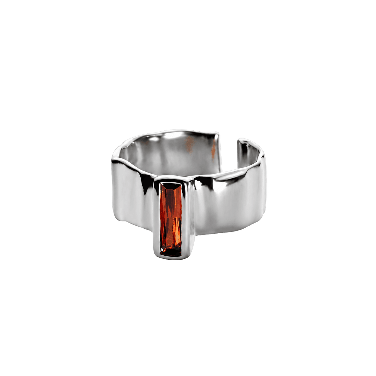 Amber Window Ring in Silver and Brown