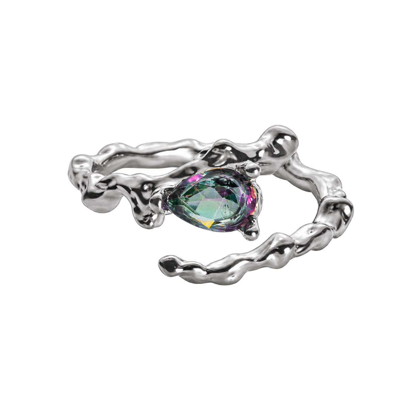 Midnight Iridescence Ring in Silver and Black
