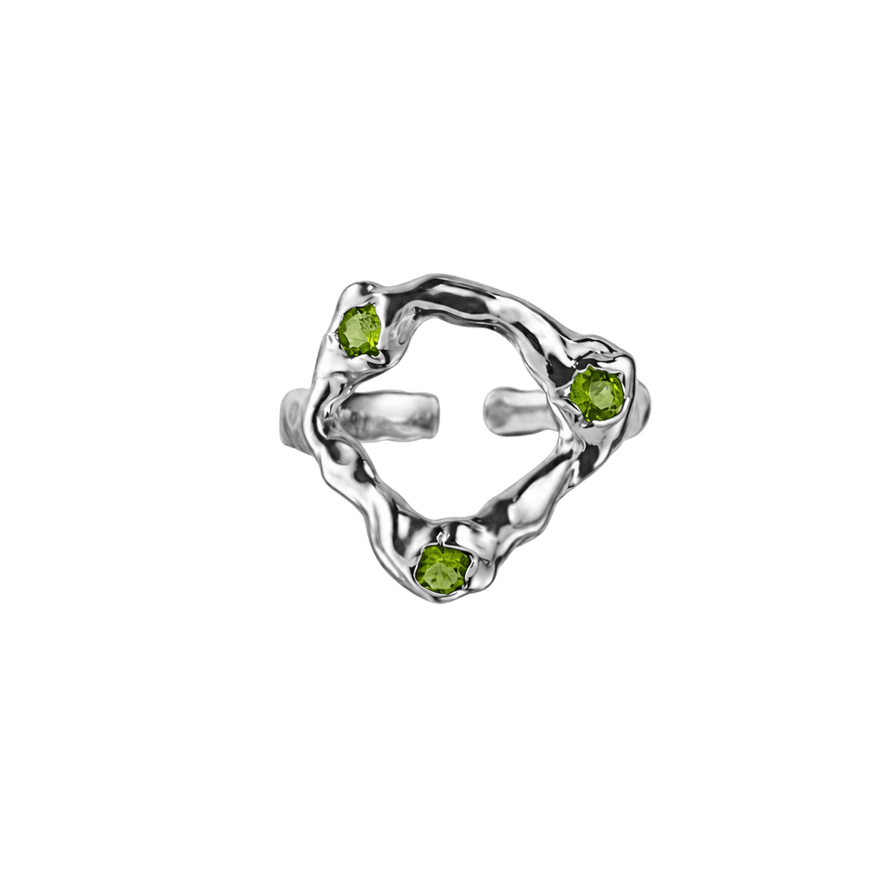 Verdant Sculpture Ring in Silver and Green
