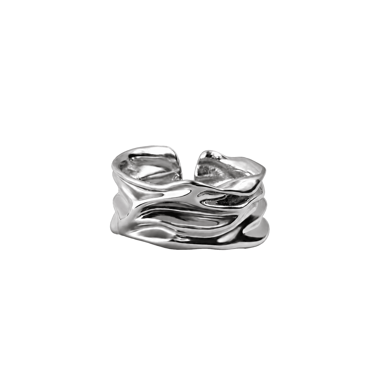 Rippled Tide Band in Silver