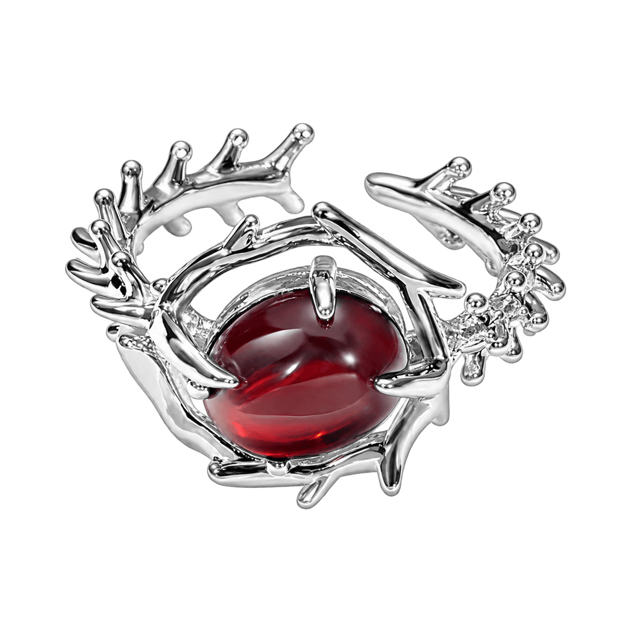 Crimson Embrace Ring in Silver and Red