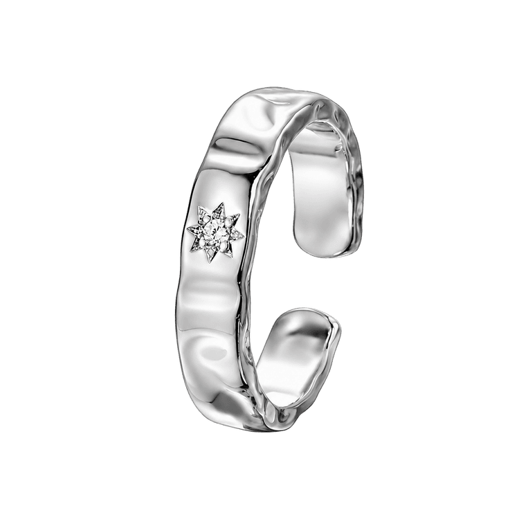 Little Star Open Ring in Silver and White