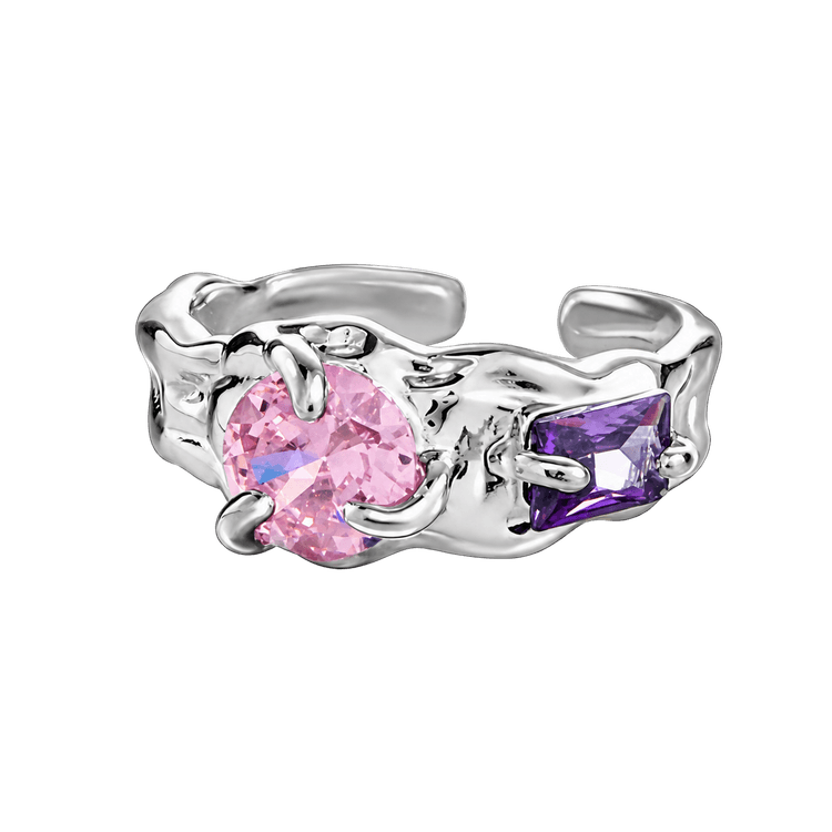 Twilight Petal Ring in Silver and Pink and Purple