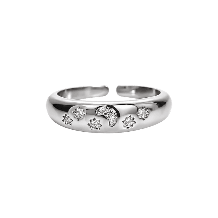 Clear Heart Band in Silver and White