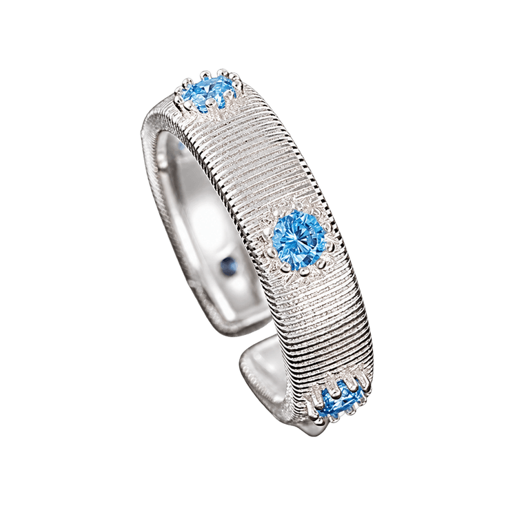 Blue Flower Band in Silver and Blue