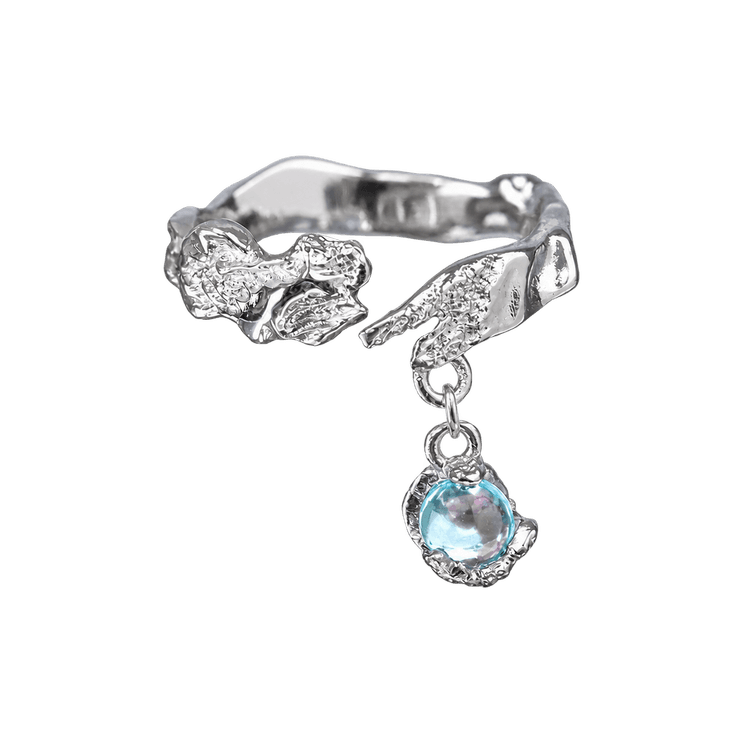 Aqua Drop Ring in Silver and Blue