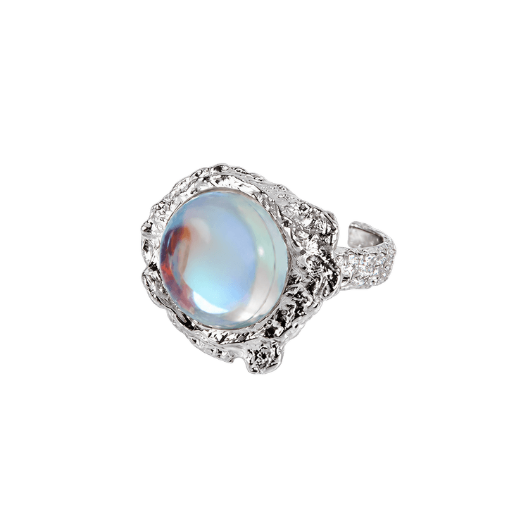 Opalescent Halo Ring in Silver and White