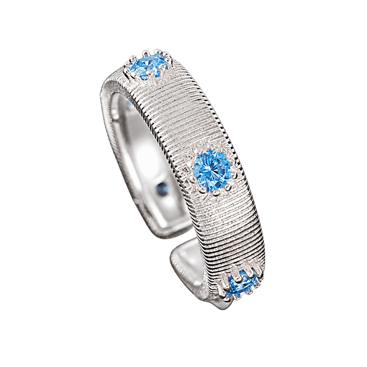 Blue Flower Band in Silver and Blue