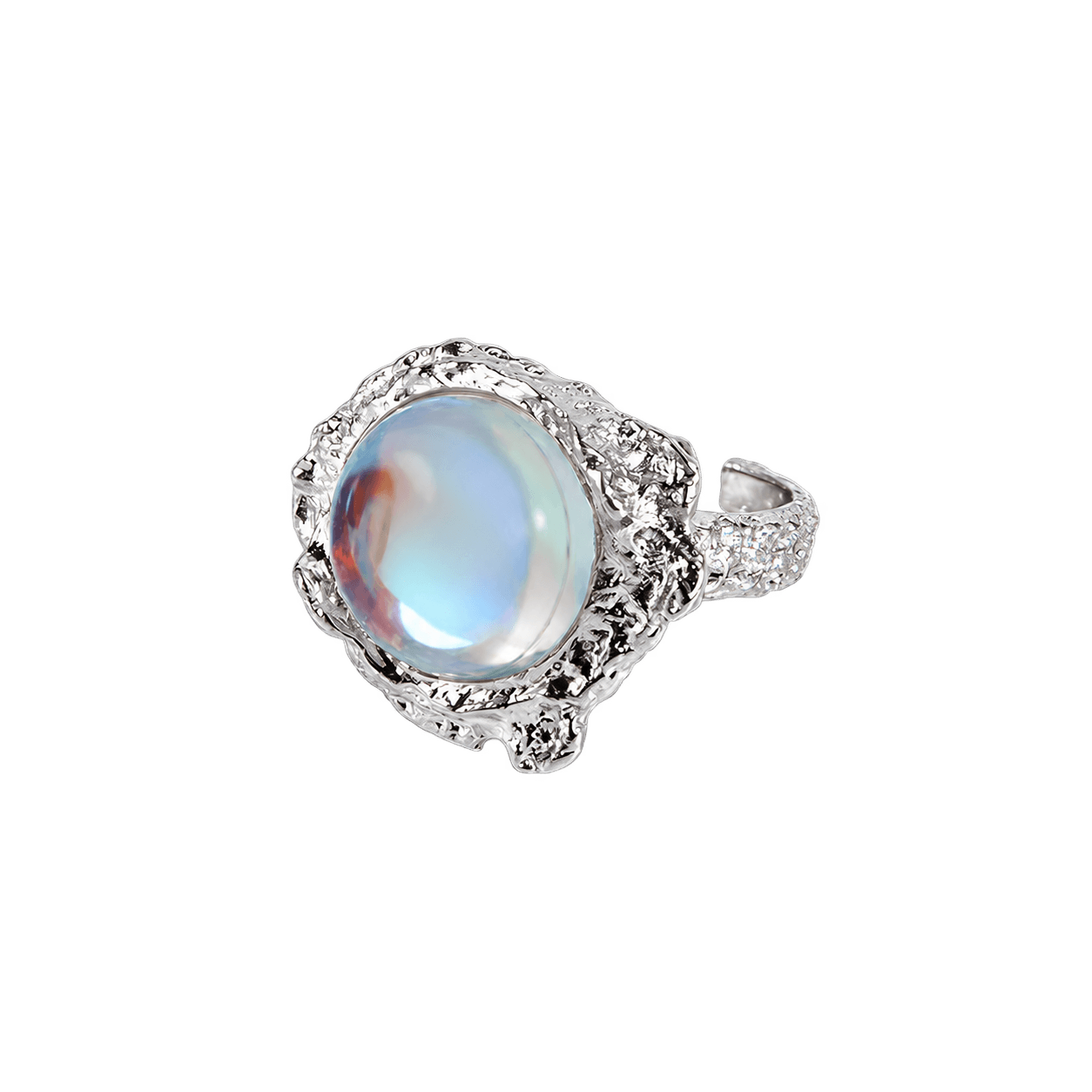 Opalescent Halo Ring in Silver and White
